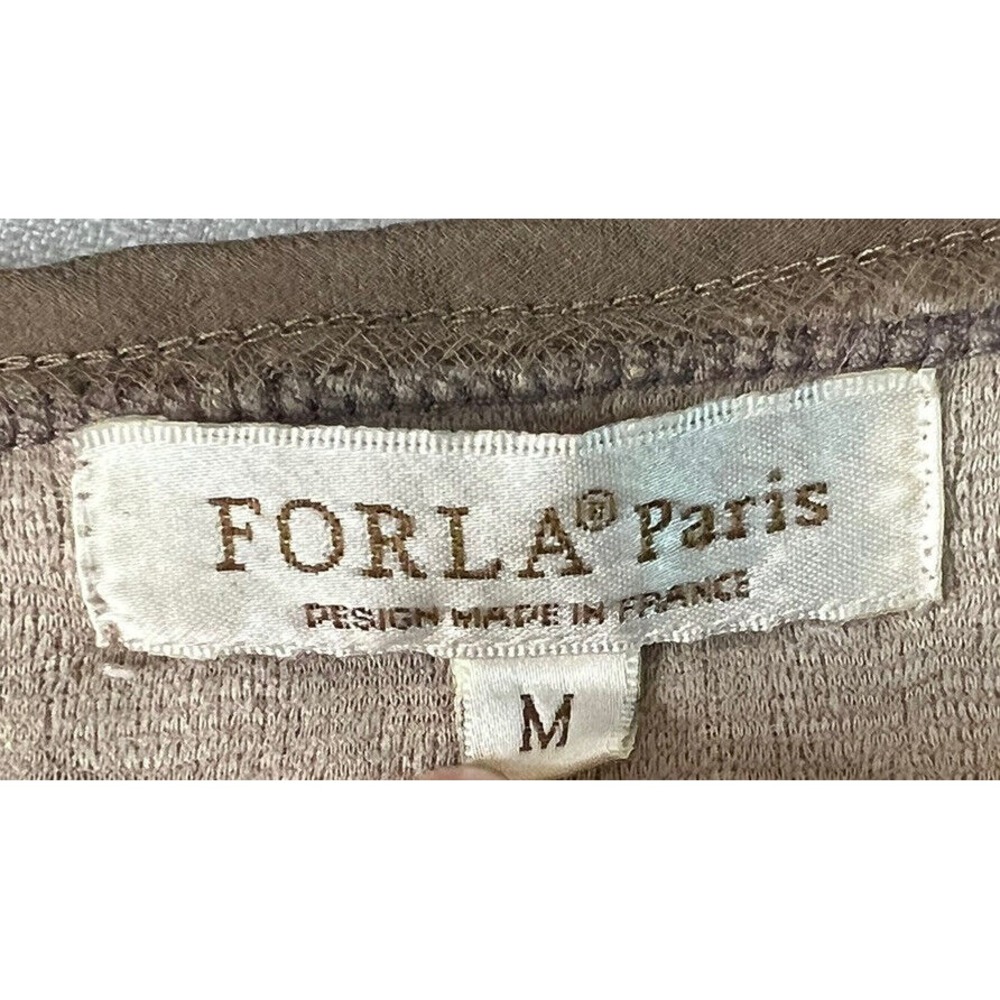 Forla Paris French Designer Taupe Embellished Ruffle Shirt Sz Med  AS IS READ! - Picture 9 of 10